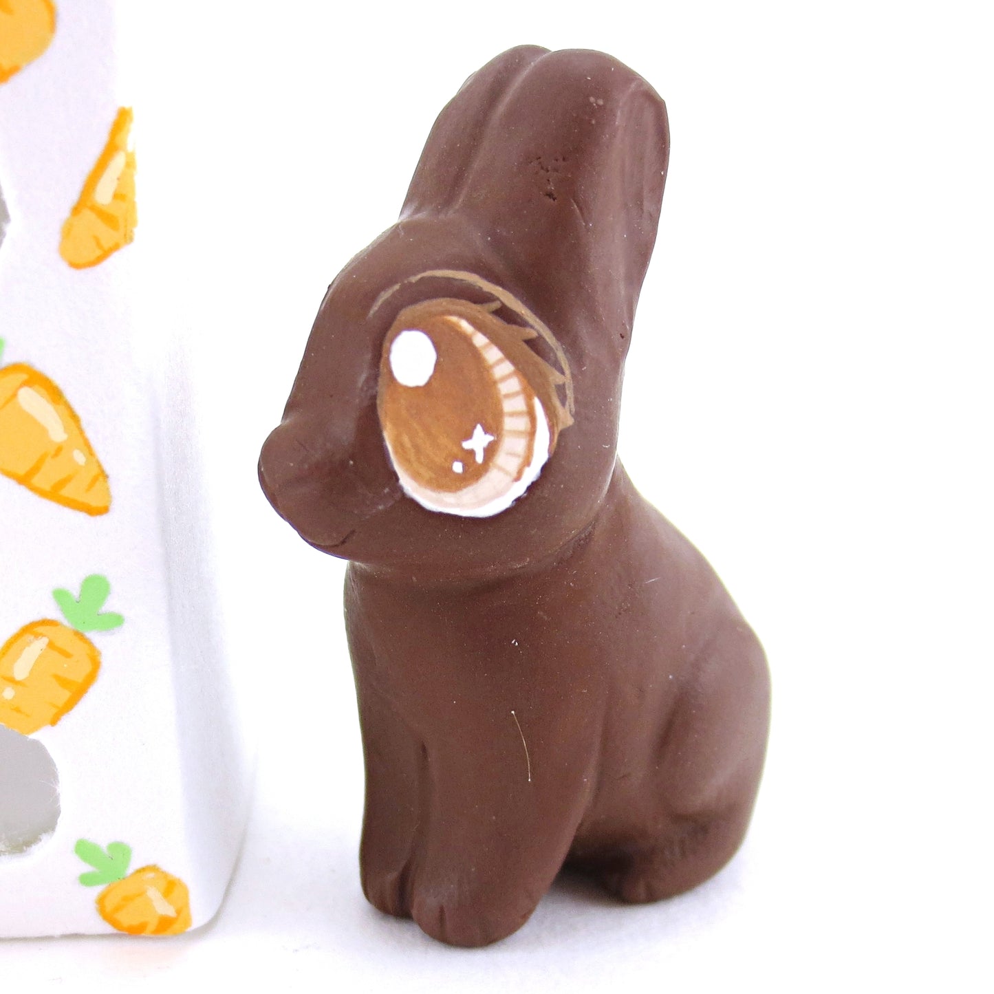 Dark Chocolate Easter Bunny Figurine - Polymer Clay Easter and Spring Animals