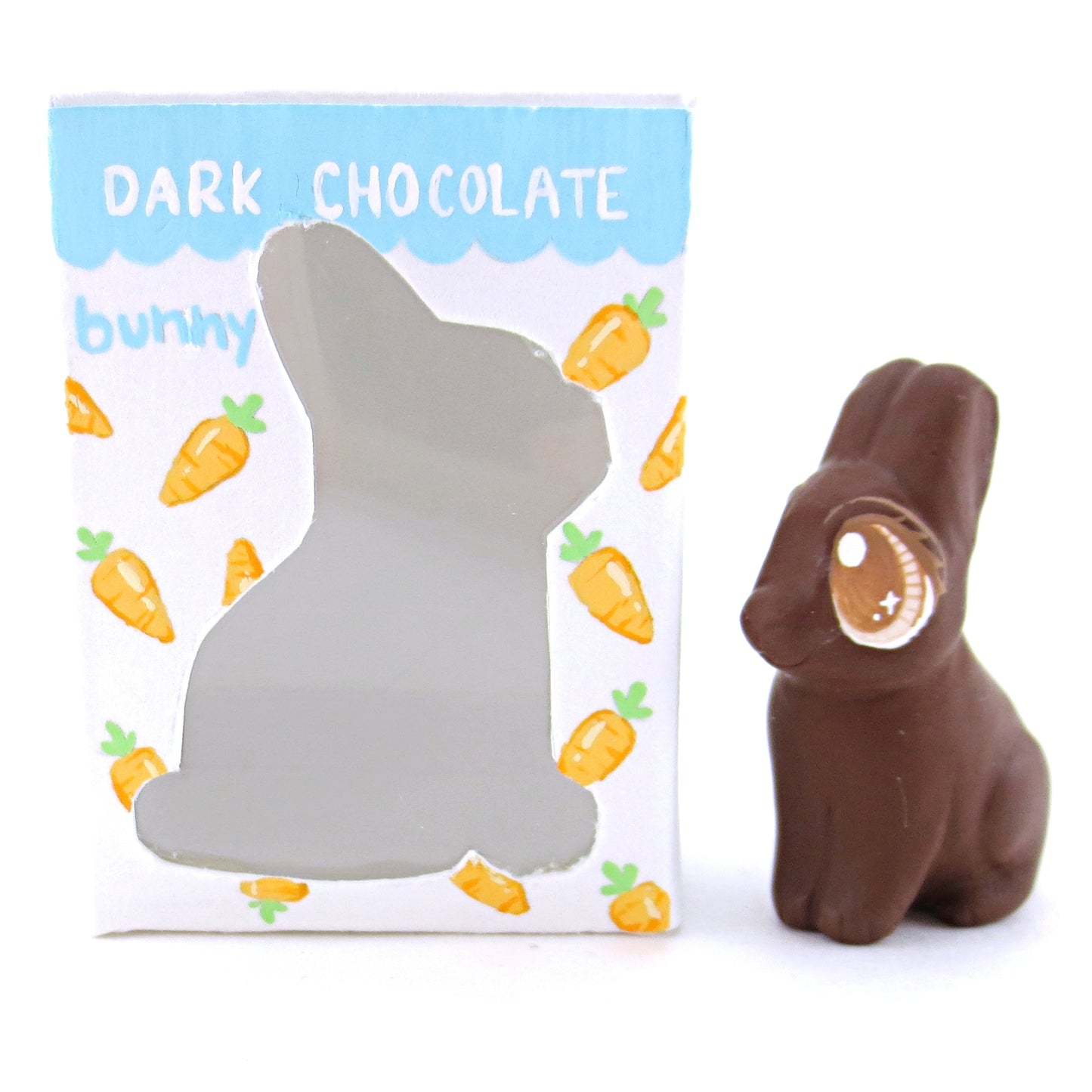 Dark Chocolate Easter Bunny Figurine - Polymer Clay Easter and Spring Animals