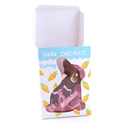 Dark Chocolate Easter Bunny Figurine - Polymer Clay Easter and Spring Animals