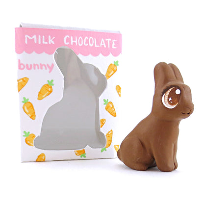 Milk Chocolate Easter Bunny Figurine - Polymer Clay Easter and Spring Animals