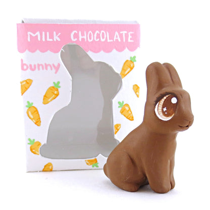 Milk Chocolate Easter Bunny Figurine - Polymer Clay Easter and Spring Animals