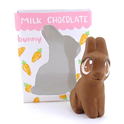 Milk Chocolate Easter Bunny Figurine - Polymer Clay Easter and Spring Animals