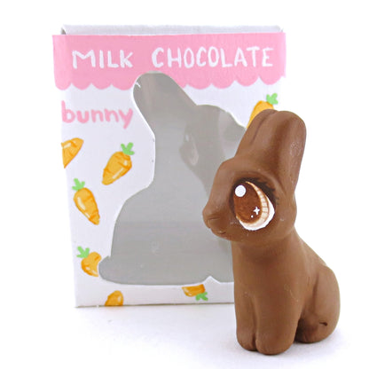 Milk Chocolate Easter Bunny Figurine - Polymer Clay Easter and Spring Animals