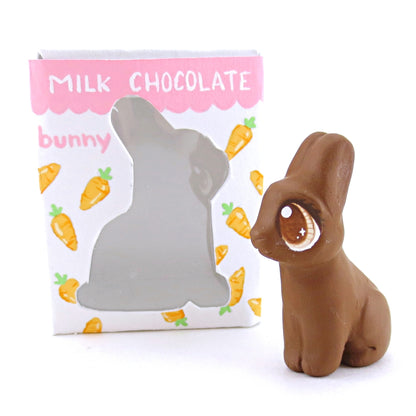 Milk Chocolate Easter Bunny Figurine - Polymer Clay Easter and Spring Animals