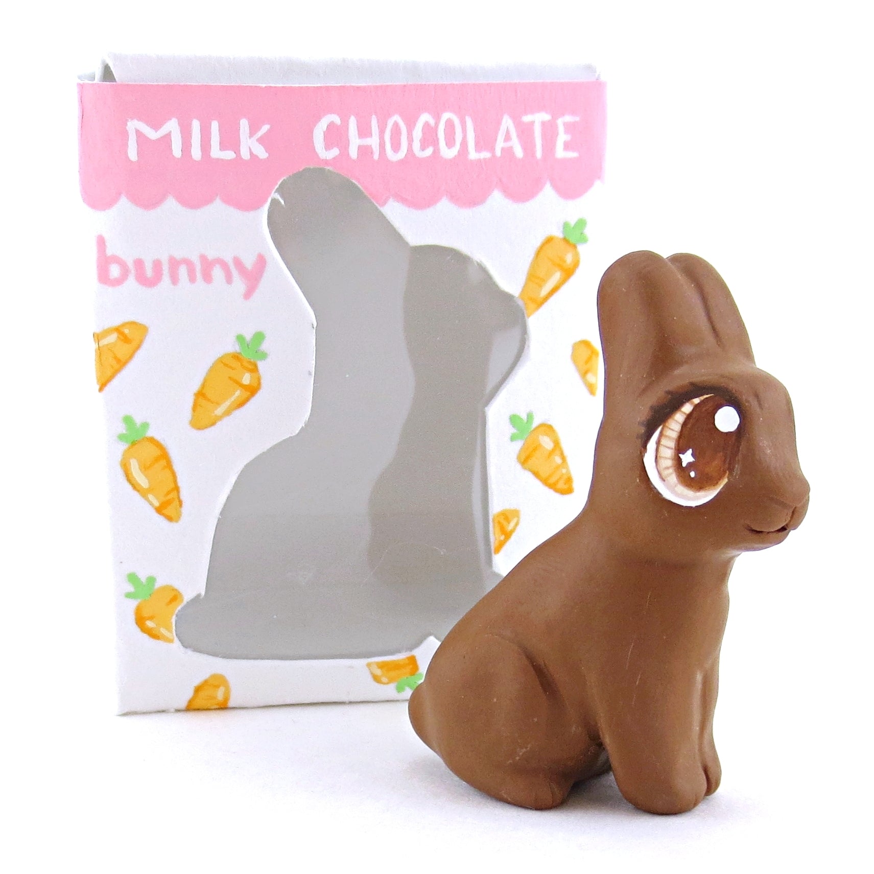 Milk Chocolate Easter Bunny Figurine - Polymer Clay Easter and Spring Animals