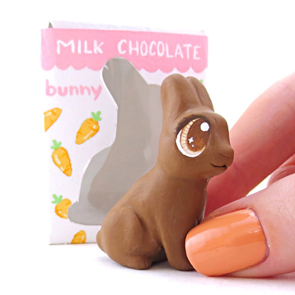 Milk Chocolate Easter Bunny Figurine - Polymer Clay Easter and Spring Animals