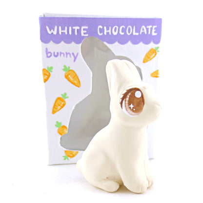 White Chocolate Easter Bunny Figurine - Polymer Clay Easter and Spring Animals