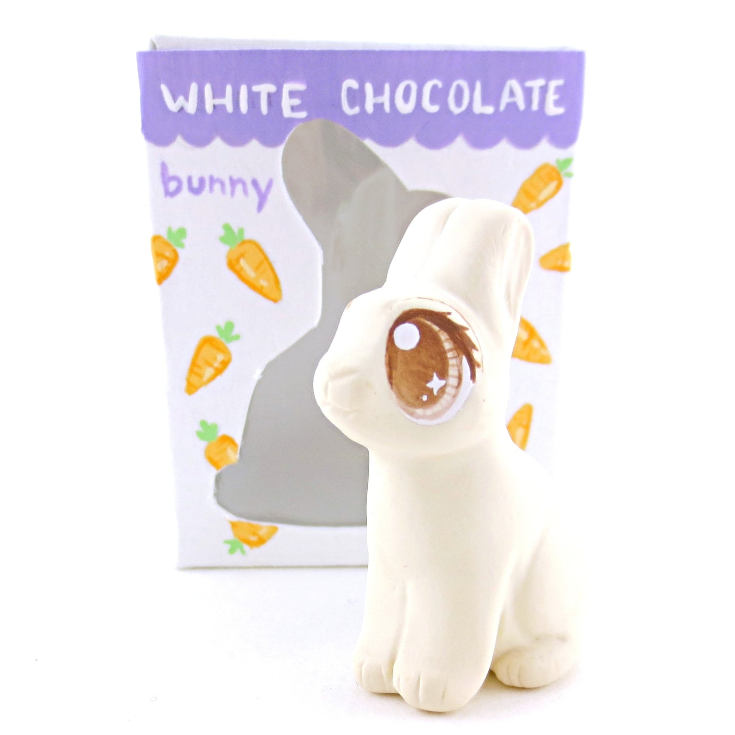 White Chocolate Easter Bunny Figurine - Polymer Clay Easter and Spring Animals