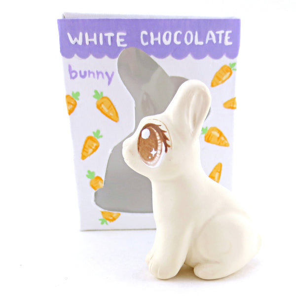 White Chocolate Easter Bunny Figurine - Polymer Clay Easter and Spring Animals