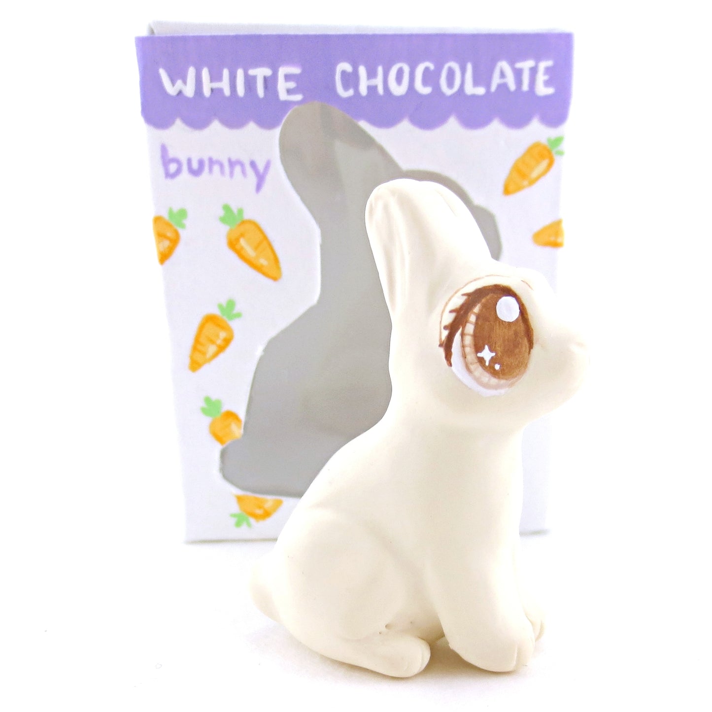 White Chocolate Easter Bunny Figurine - Polymer Clay Easter and Spring Animals