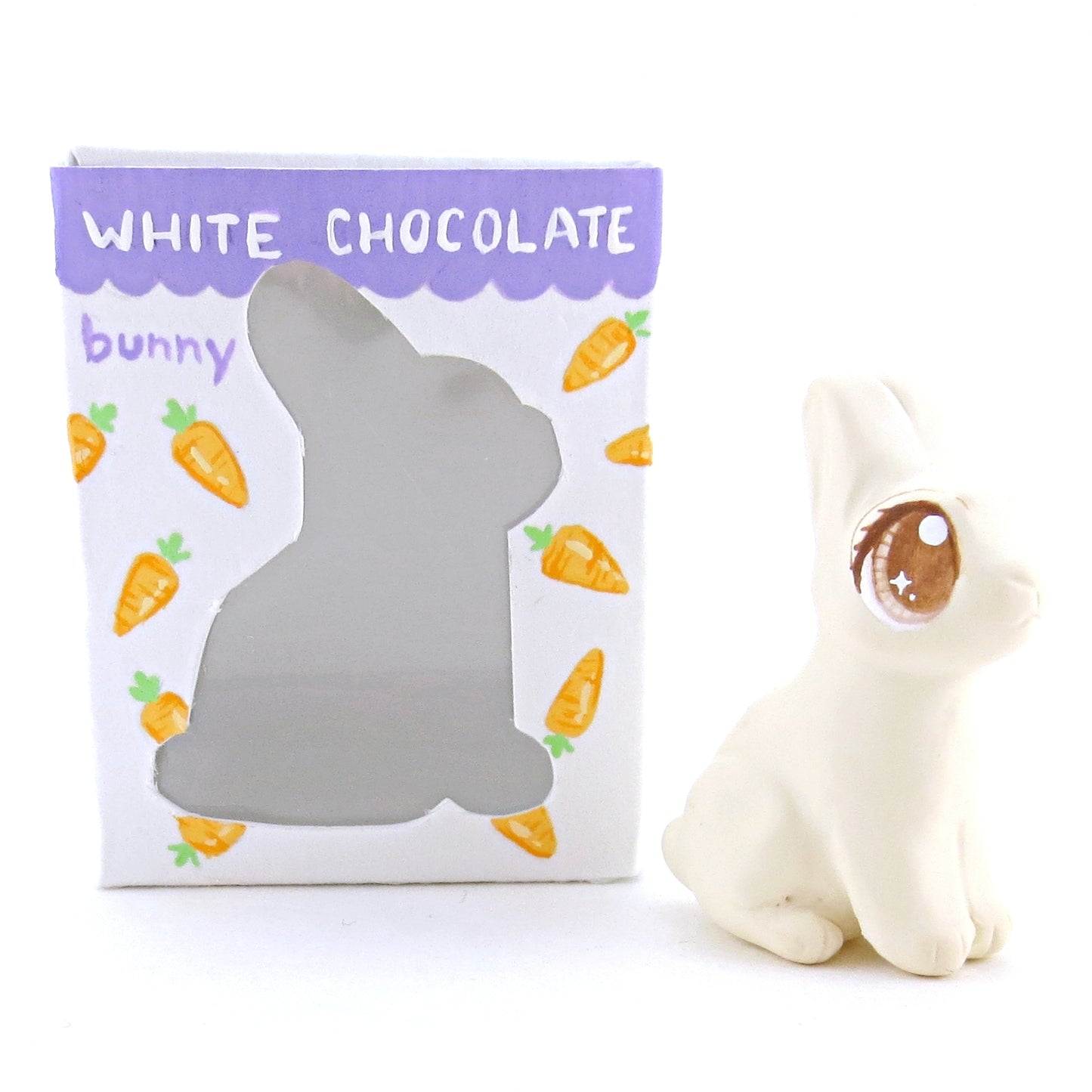 White Chocolate Easter Bunny Figurine - Polymer Clay Easter and Spring Animals