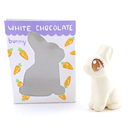 White Chocolate Easter Bunny Figurine - Polymer Clay Easter and Spring Animals