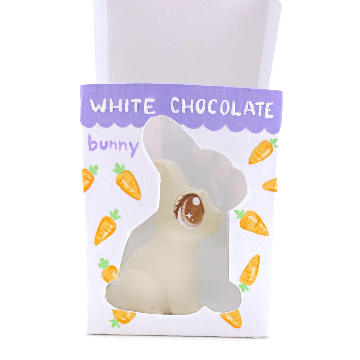 White Chocolate Easter Bunny Figurine - Polymer Clay Easter and Spring Animals