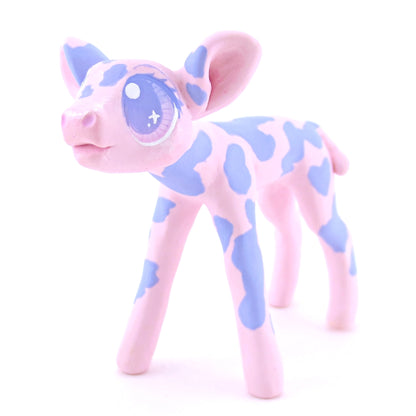 Pink and Purple Cow Figurine - Polymer Clay Easter and Spring Animals