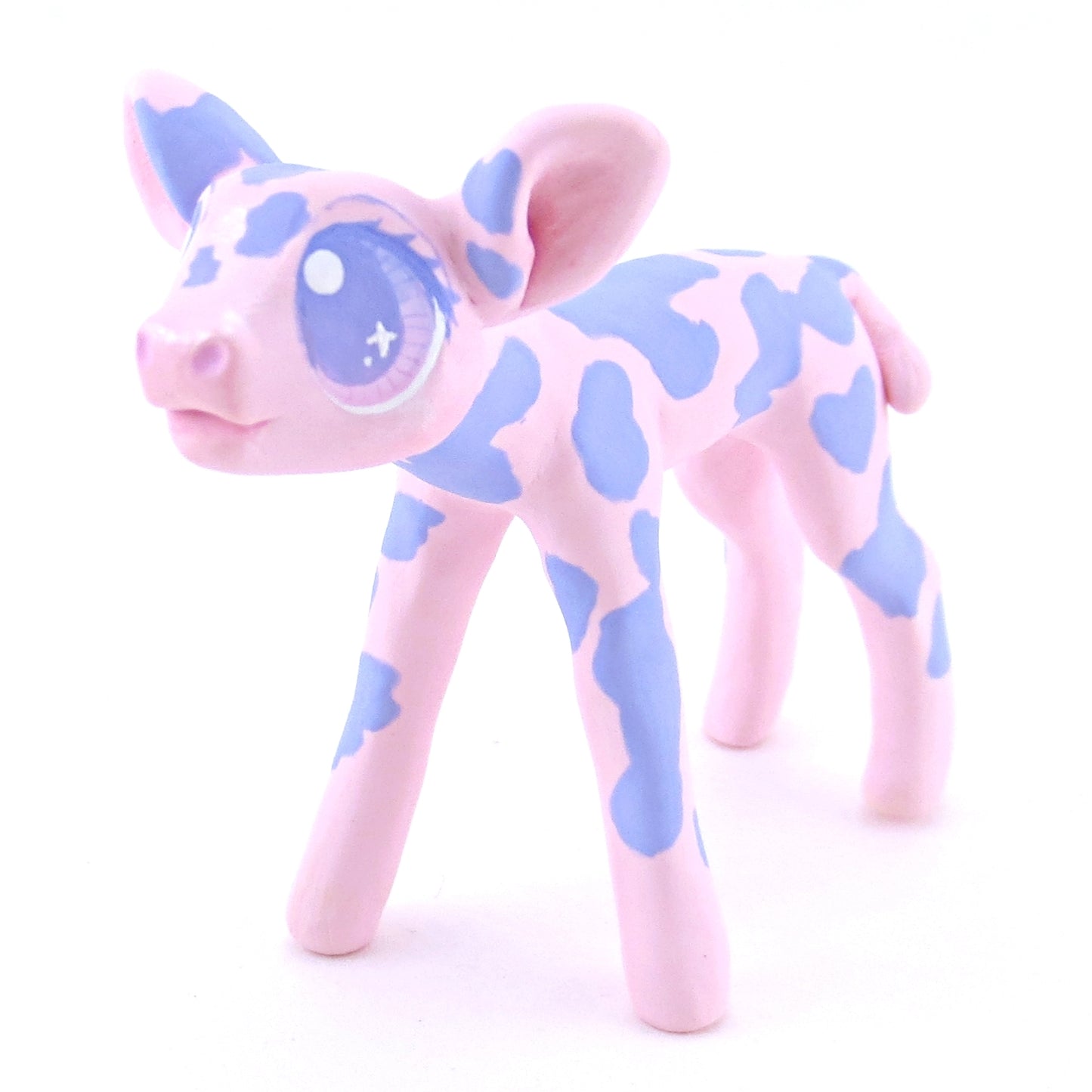 Pink and Purple Cow Figurine - Polymer Clay Easter and Spring Animals