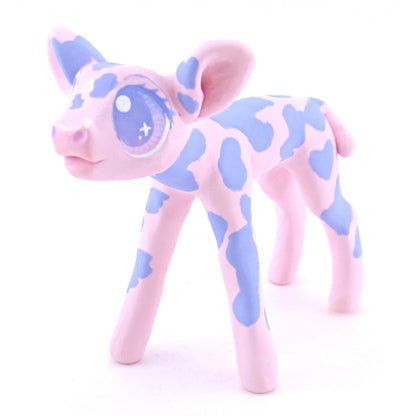 Pink and Purple Cow Figurine - Polymer Clay Easter and Spring Animals