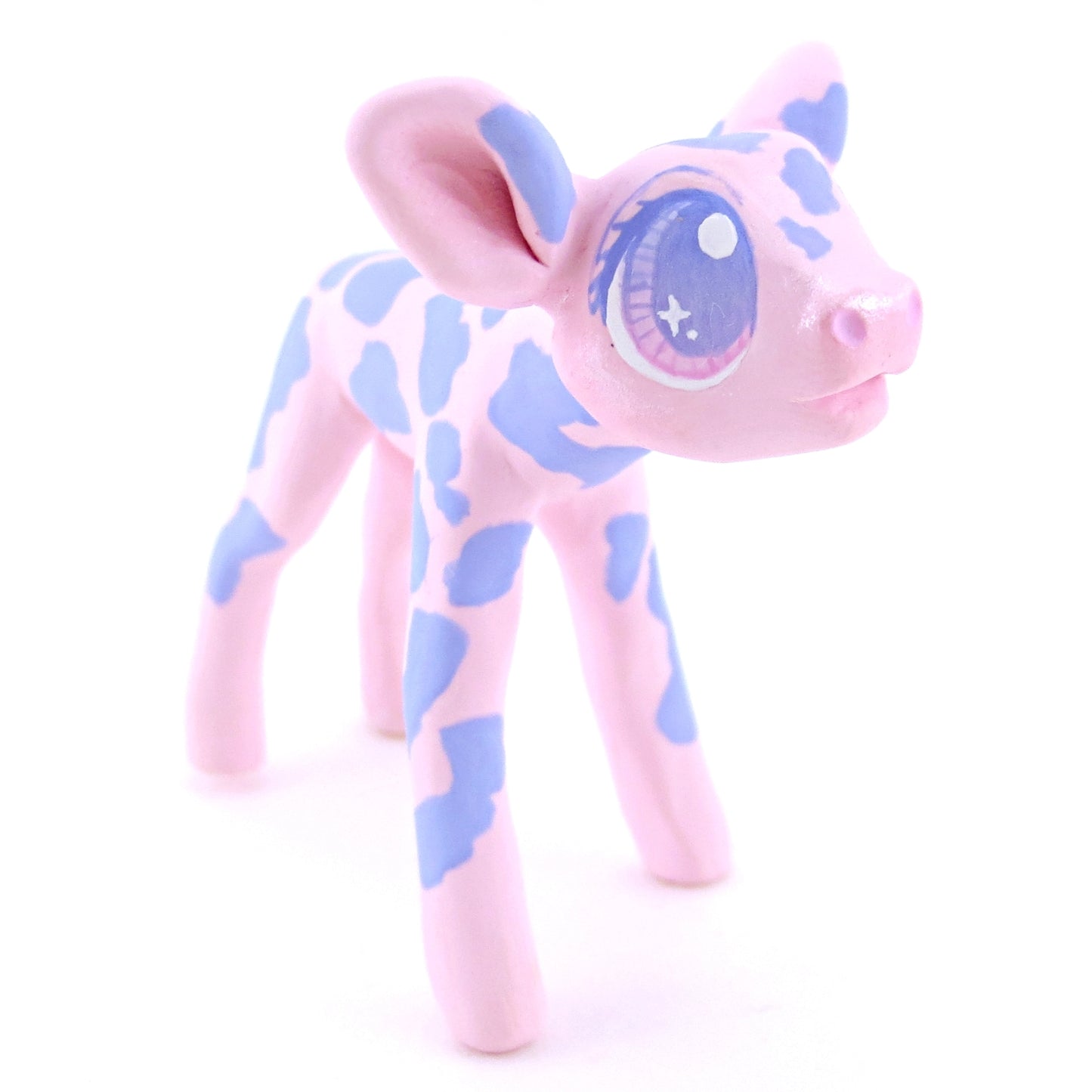 Pink and Purple Cow Figurine - Polymer Clay Easter and Spring Animals