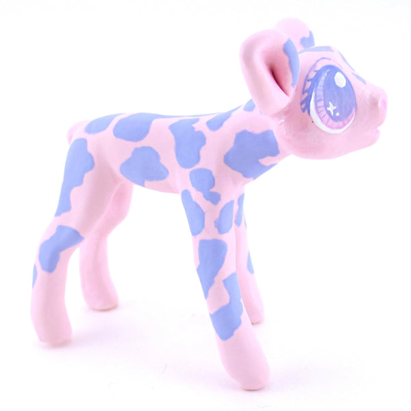 Pink and Purple Cow Figurine - Polymer Clay Easter and Spring Animals