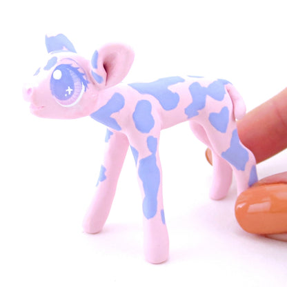 Pink and Purple Cow Figurine - Polymer Clay Easter and Spring Animals