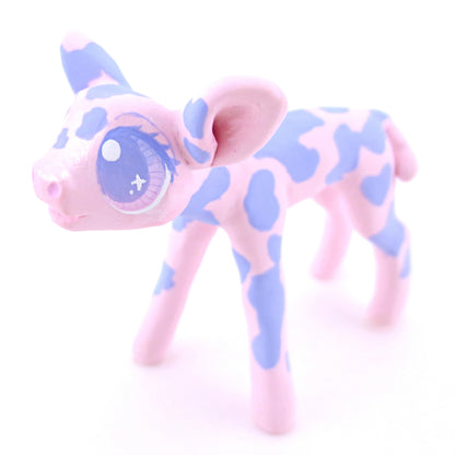 Pink and Purple Cow Figurine - Polymer Clay Easter and Spring Animals