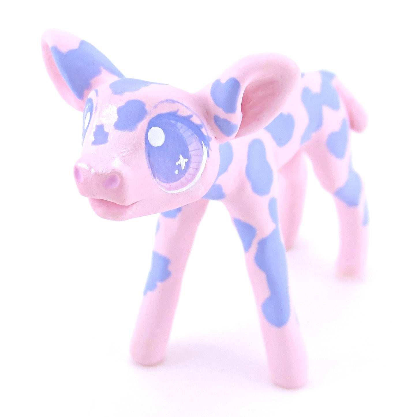 Pink and Purple Cow Figurine - Polymer Clay Easter and Spring Animals