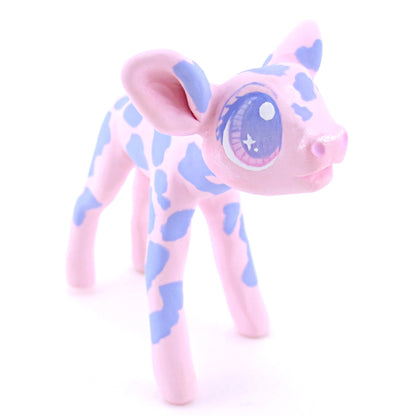 Pink and Purple Cow Figurine - Polymer Clay Easter and Spring Animals