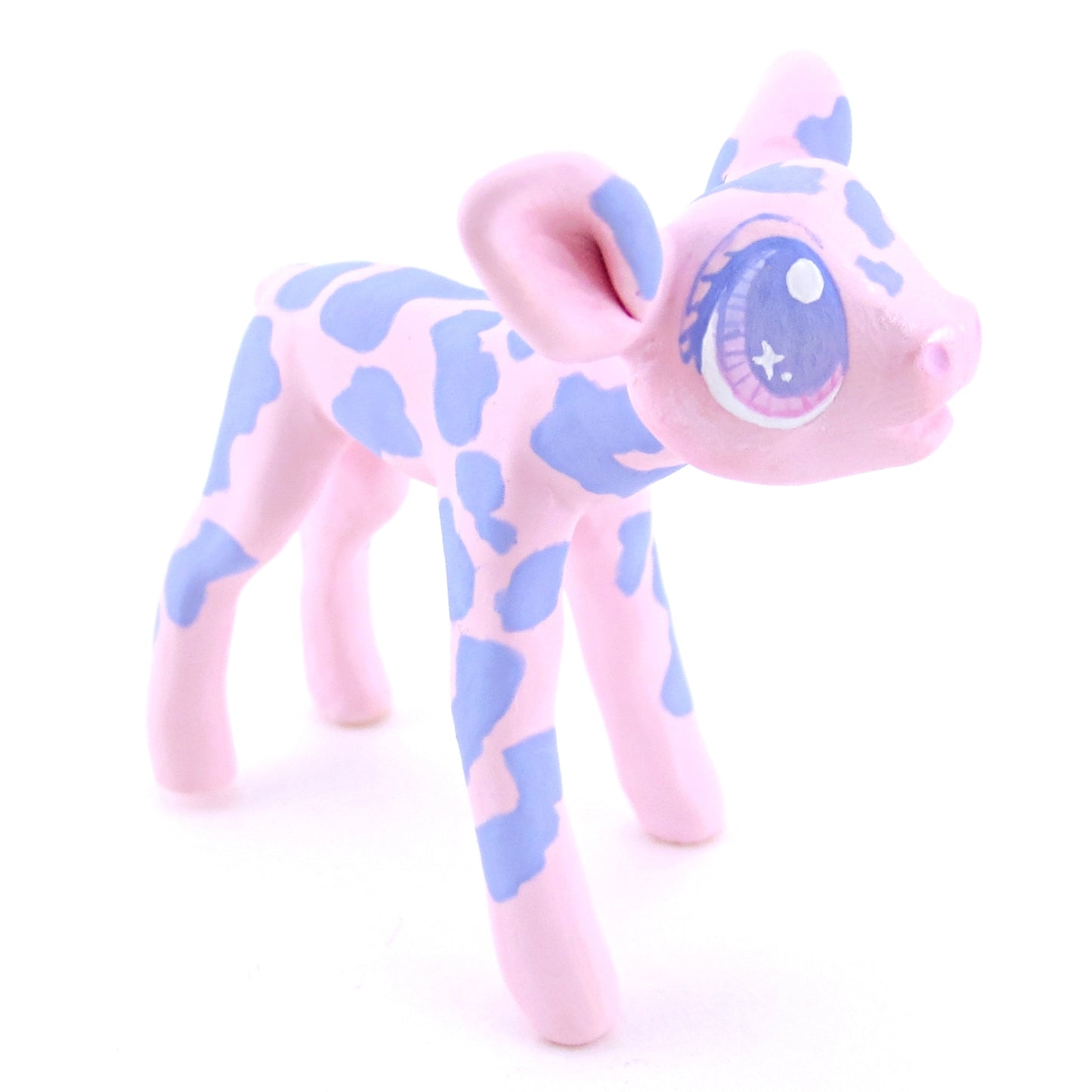 Pink and Purple Cow Figurine - Polymer Clay Easter and Spring Animals