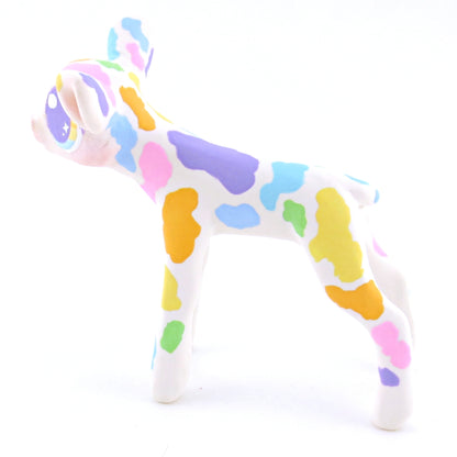 Rainbow Spotted Cow Figurine - Polymer Clay Easter and Spring Animals