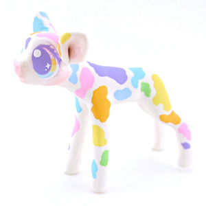 Rainbow Spotted Cow Figurine - Polymer Clay Easter and Spring Animals