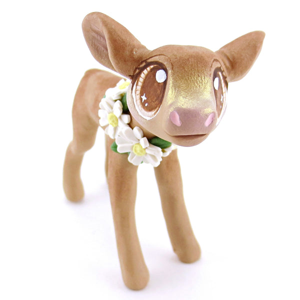 Daisy Jersey Cow Figurine - Polymer Clay Easter and Spring Animals