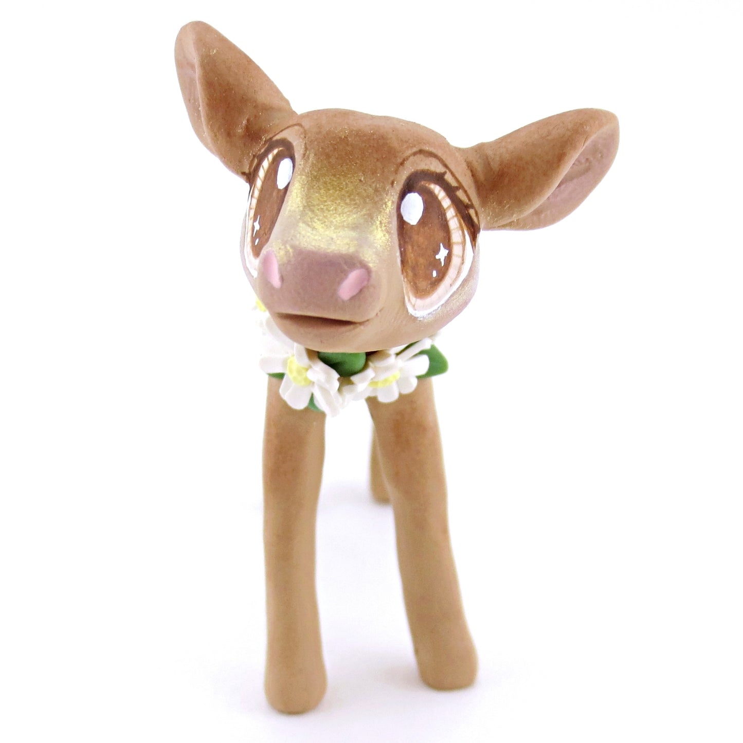 Daisy Jersey Cow Figurine - Polymer Clay Easter and Spring Animals