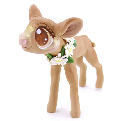 Daisy Jersey Cow Figurine - Polymer Clay Easter and Spring Animals