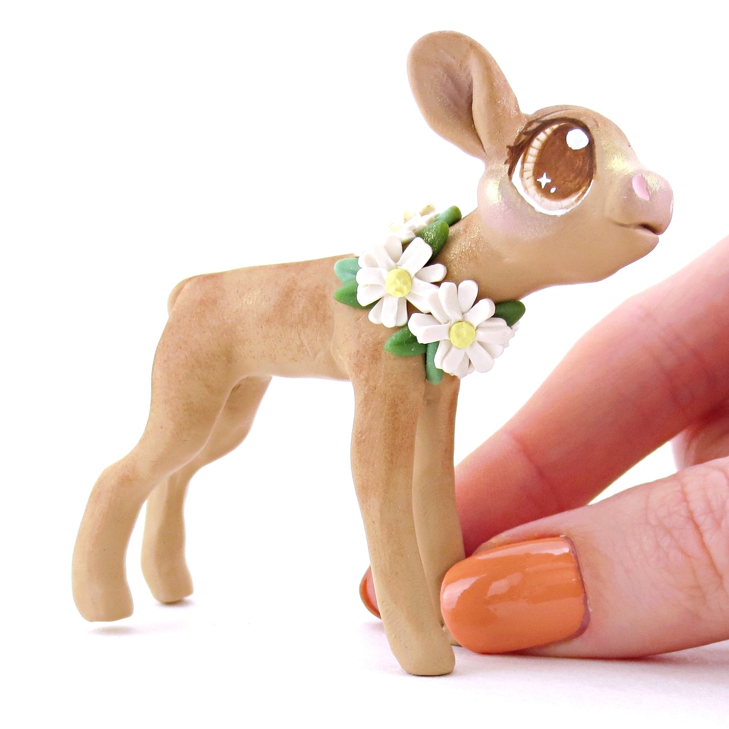 Daisy Jersey Cow Figurine - Polymer Clay Easter and Spring Animals