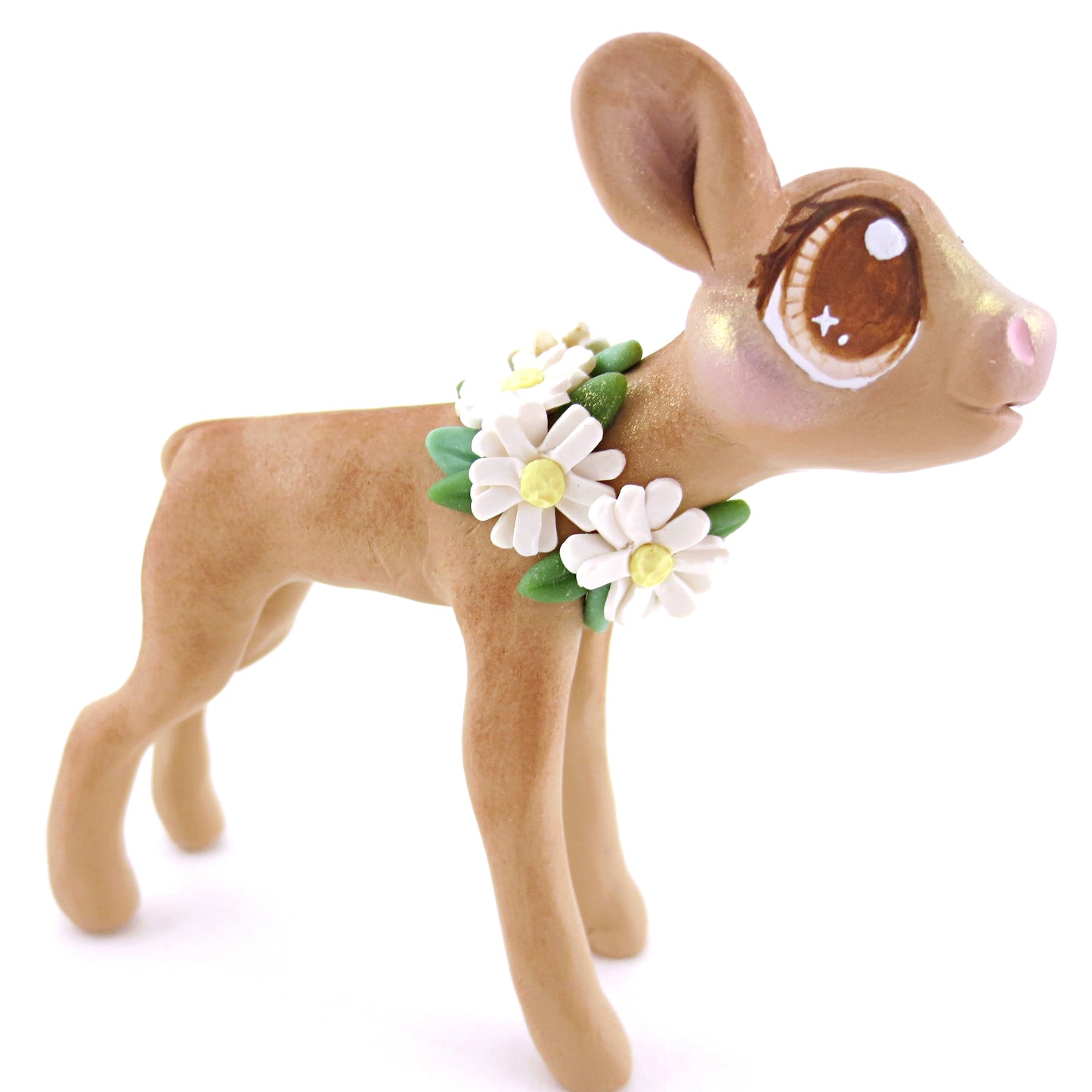 Daisy Jersey Cow Figurine - Polymer Clay Easter and Spring Animals