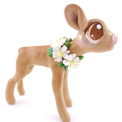 Daisy Jersey Cow Figurine - Polymer Clay Easter and Spring Animals