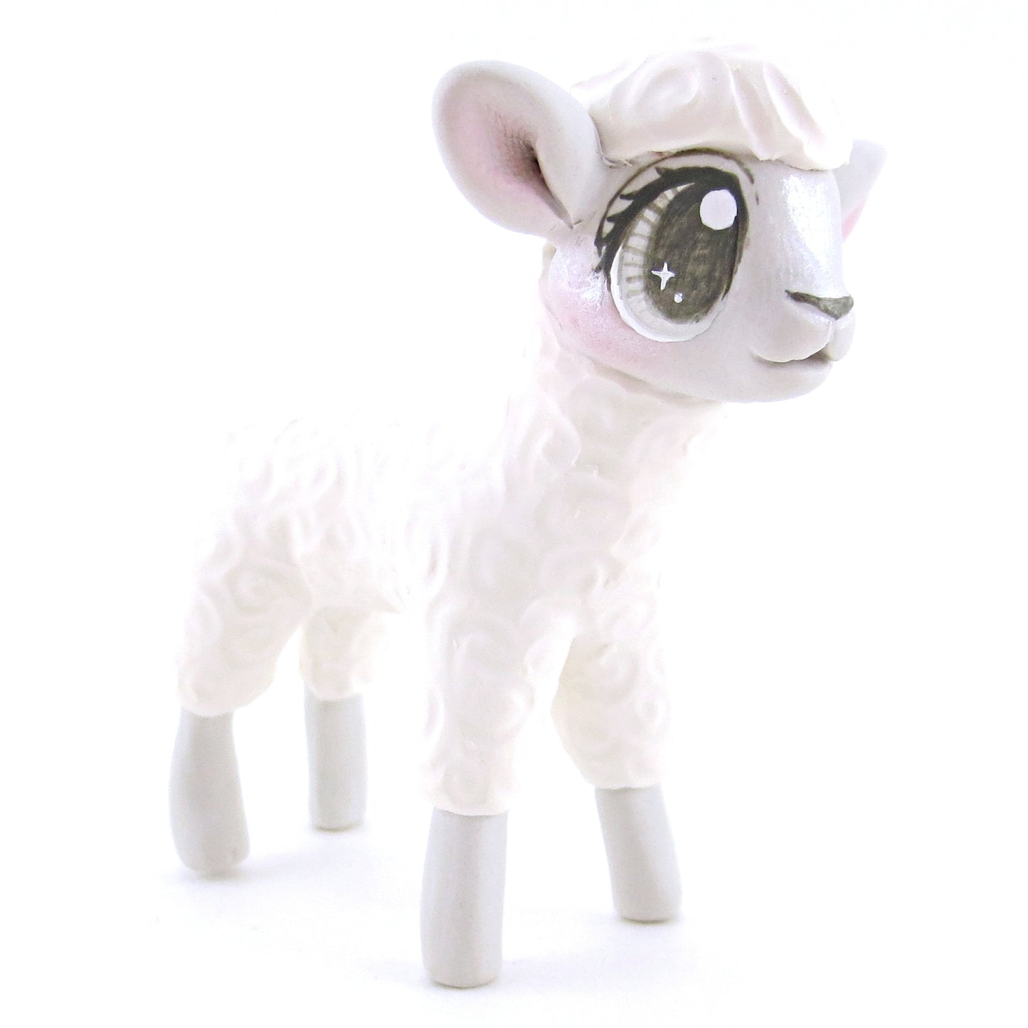 White Baby Lamb Sheep Figurine - Polymer Clay Easter and Spring Animals