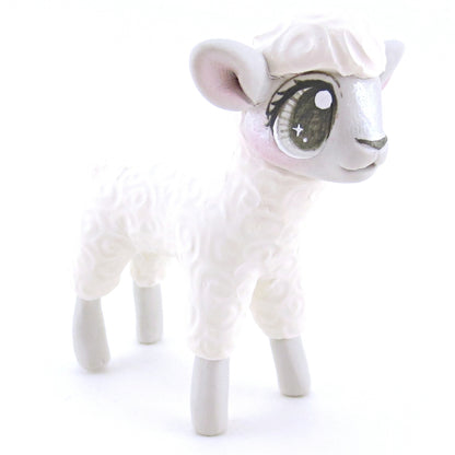 White Baby Lamb Sheep Figurine - Polymer Clay Easter and Spring Animals