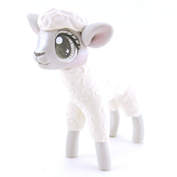 White Baby Lamb Sheep Figurine - Polymer Clay Easter and Spring Animals