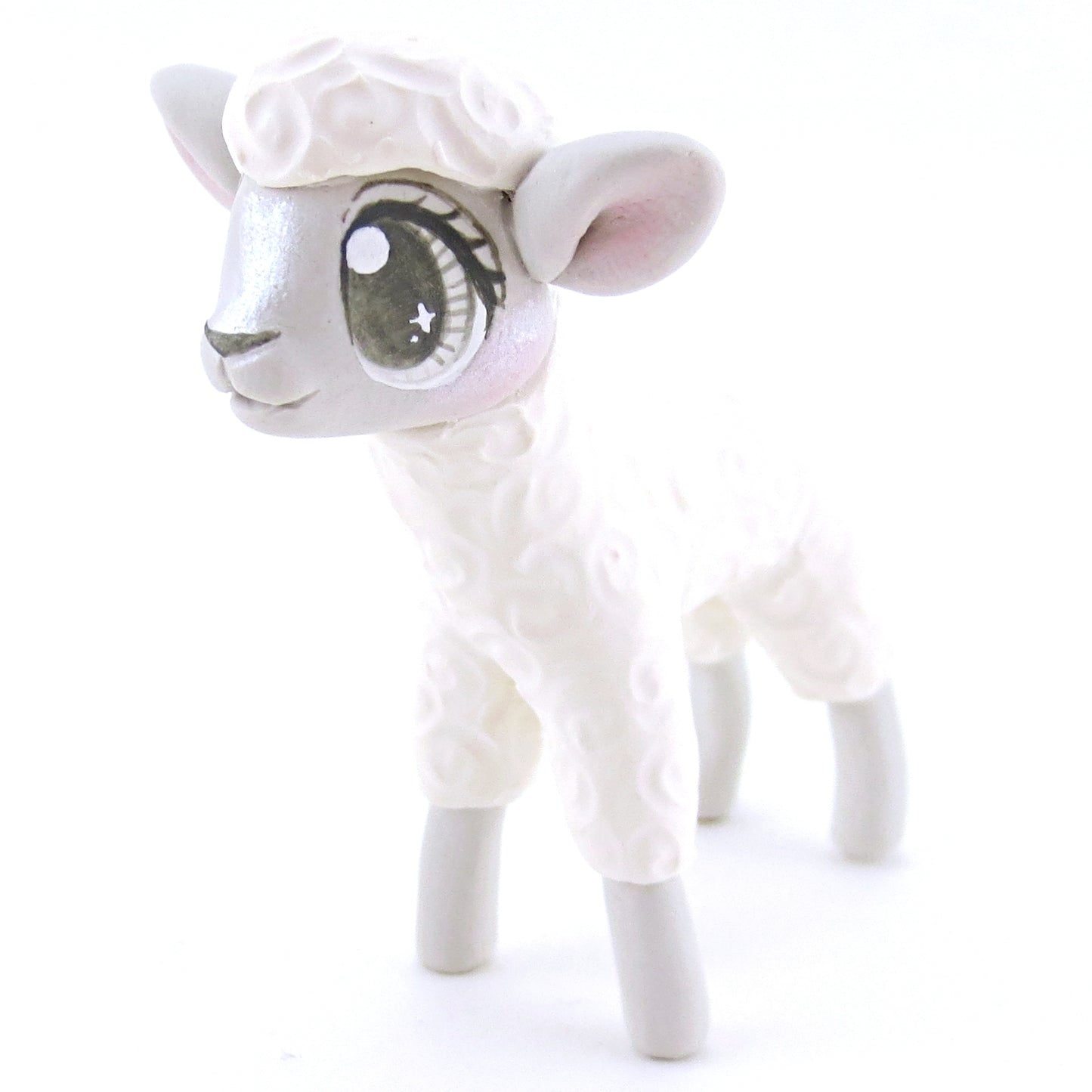 White Baby Lamb Sheep Figurine - Polymer Clay Easter and Spring Animals