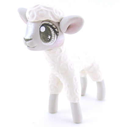 White Baby Lamb Sheep Figurine - Polymer Clay Easter and Spring Animals