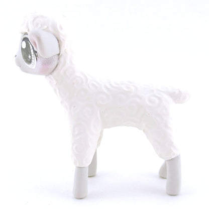 White Baby Lamb Sheep Figurine - Polymer Clay Easter and Spring Animals