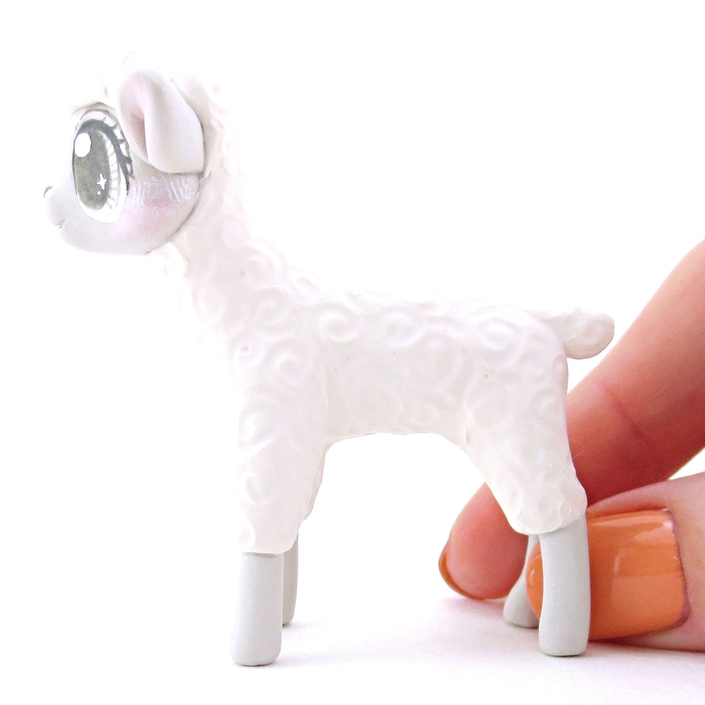 White Baby Lamb Sheep Figurine - Polymer Clay Easter and Spring Animals