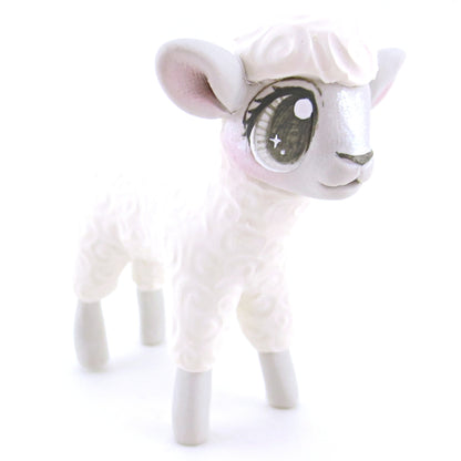 White Baby Lamb Sheep Figurine - Polymer Clay Easter and Spring Animals