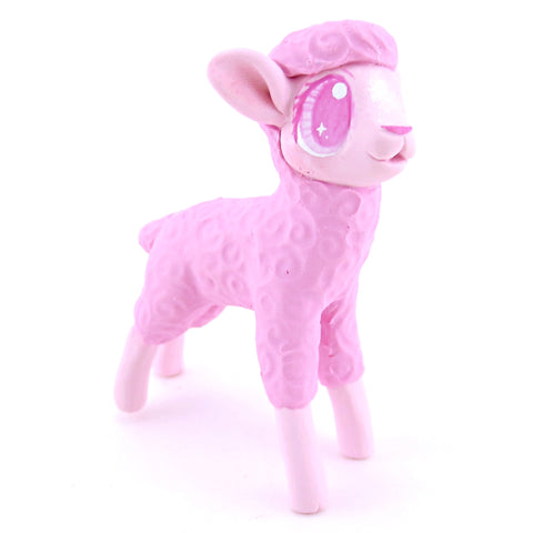 Pink Baby Lamb Sheep Figurine - Polymer Clay Easter and Spring Animals