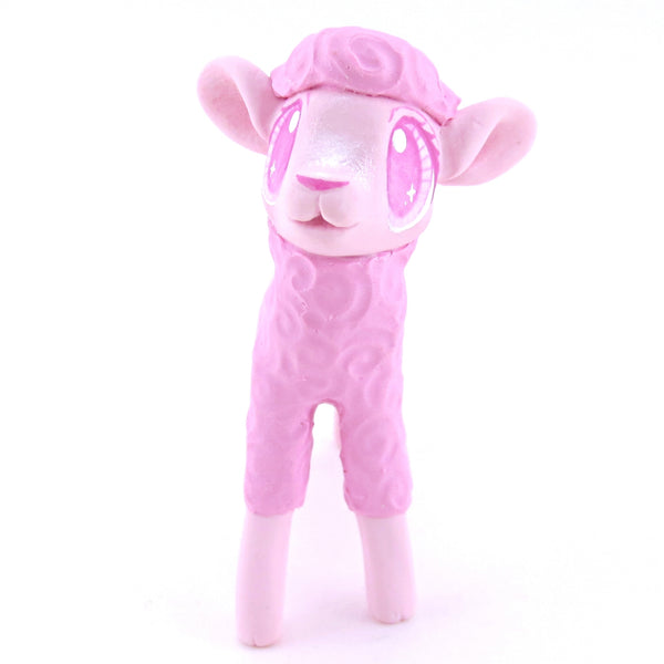 Pink Baby Lamb Sheep Figurine - Polymer Clay Easter and Spring Animals