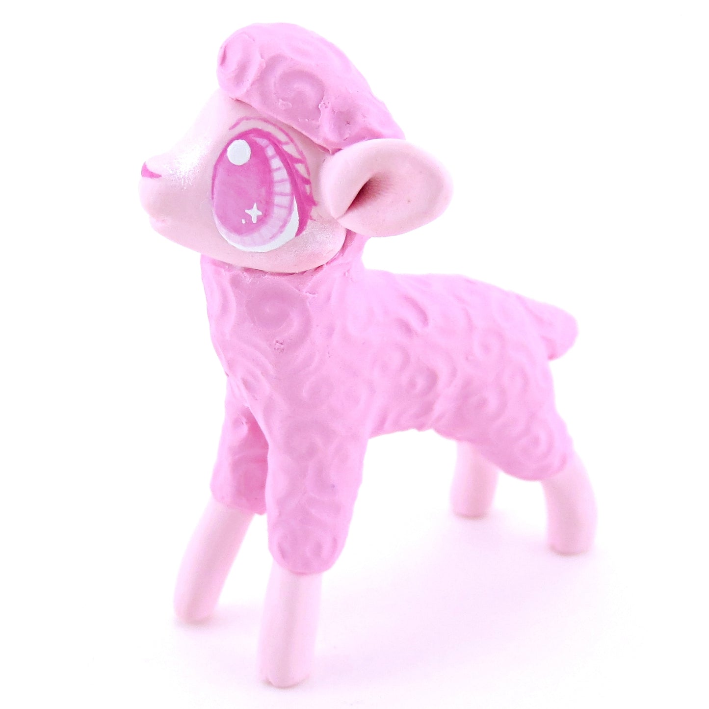 Pink Baby Lamb Sheep Figurine - Polymer Clay Easter and Spring Animals