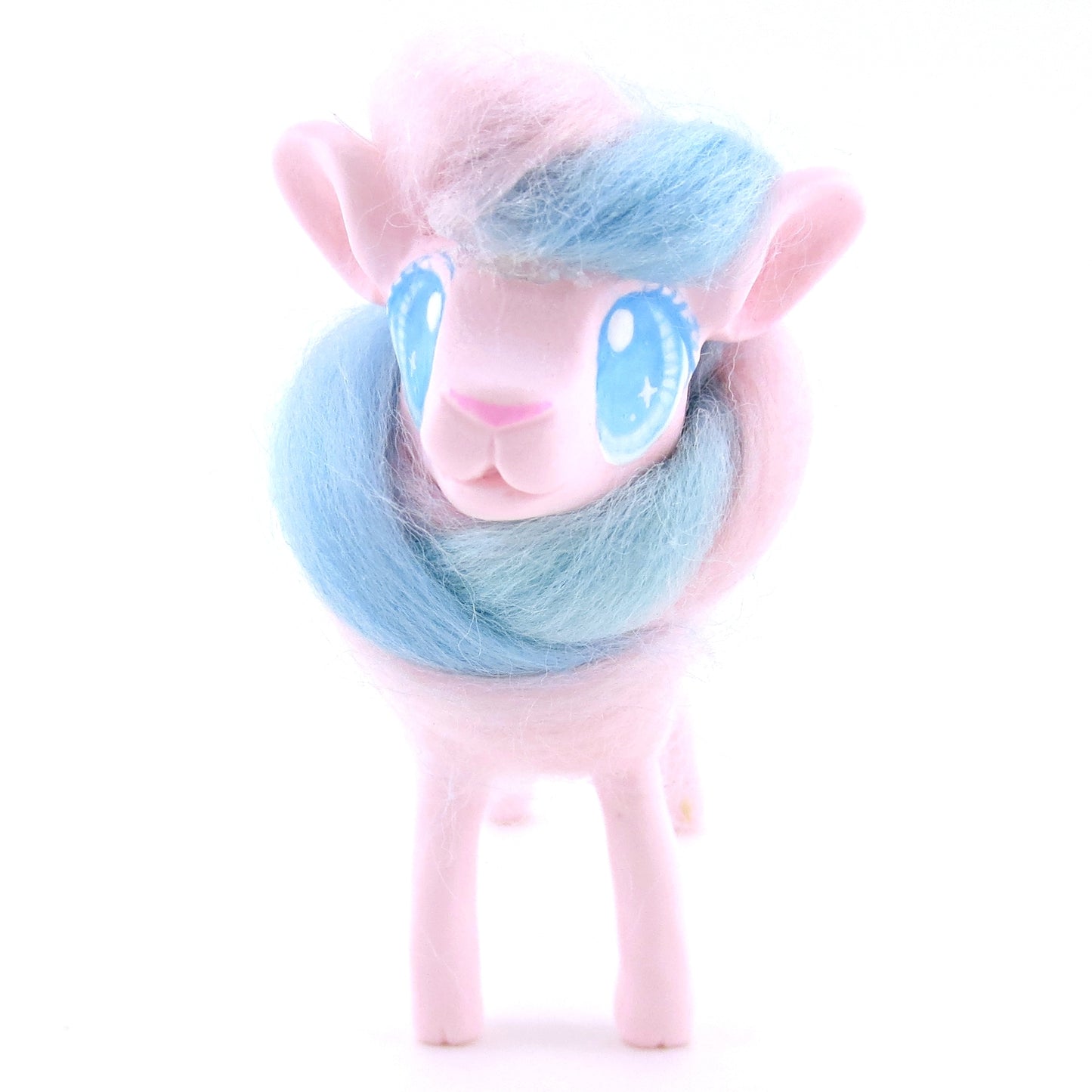 Pink/Blue Swirl Cotton Candy Lamb Figurine - Polymer Clay Easter and Spring Animals