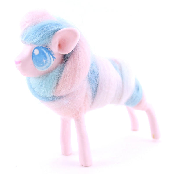 Pink/Blue Swirl Cotton Candy Lamb Figurine - Polymer Clay Easter and Spring Animals