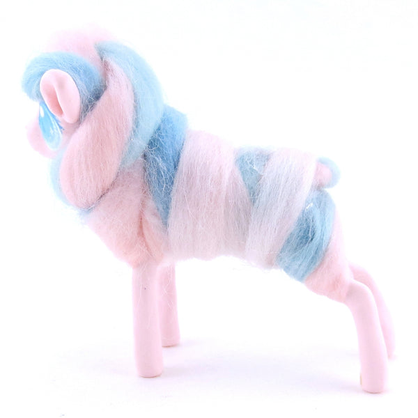 Pink/Blue Swirl Cotton Candy Lamb Figurine - Polymer Clay Easter and Spring Animals