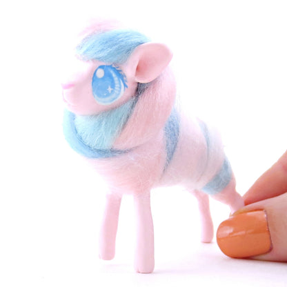 Pink/Blue Swirl Cotton Candy Lamb Figurine - Polymer Clay Easter and Spring Animals